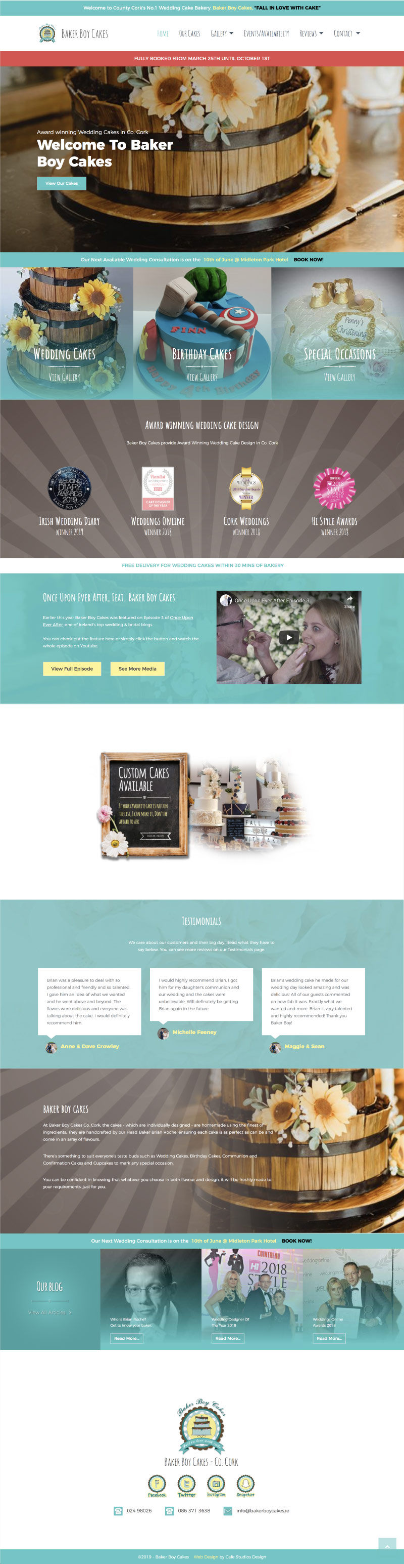 Cafe Studios Design - Homepage Preview _ Baker Boy Cakes